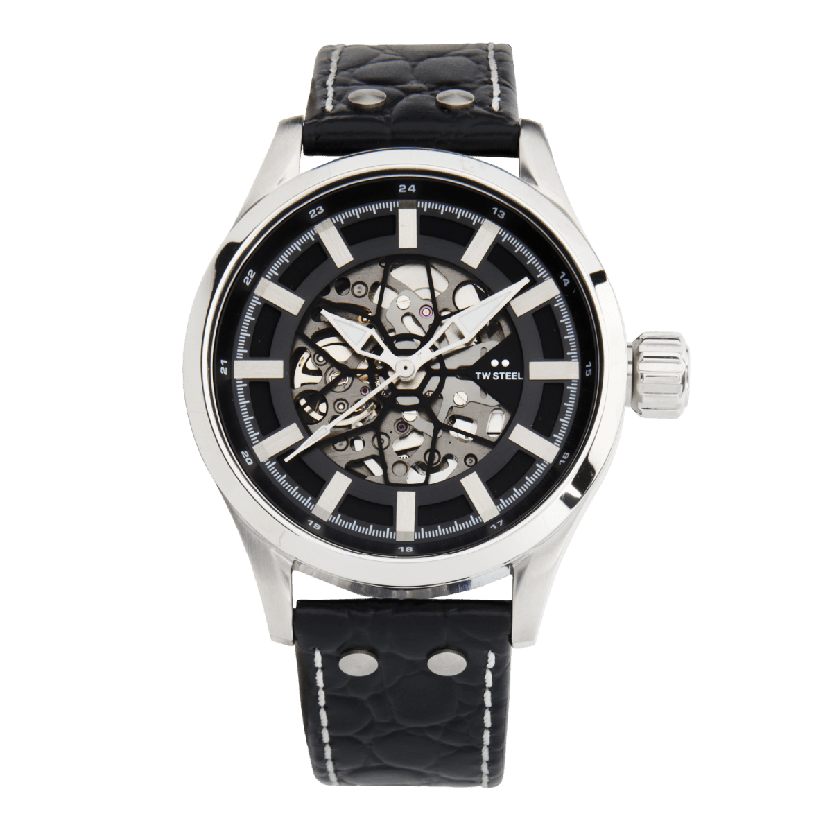 TW Steel Volante Black Dial and Black Leather Strap 45mm Men's Watch | VS130 | TIME Watches