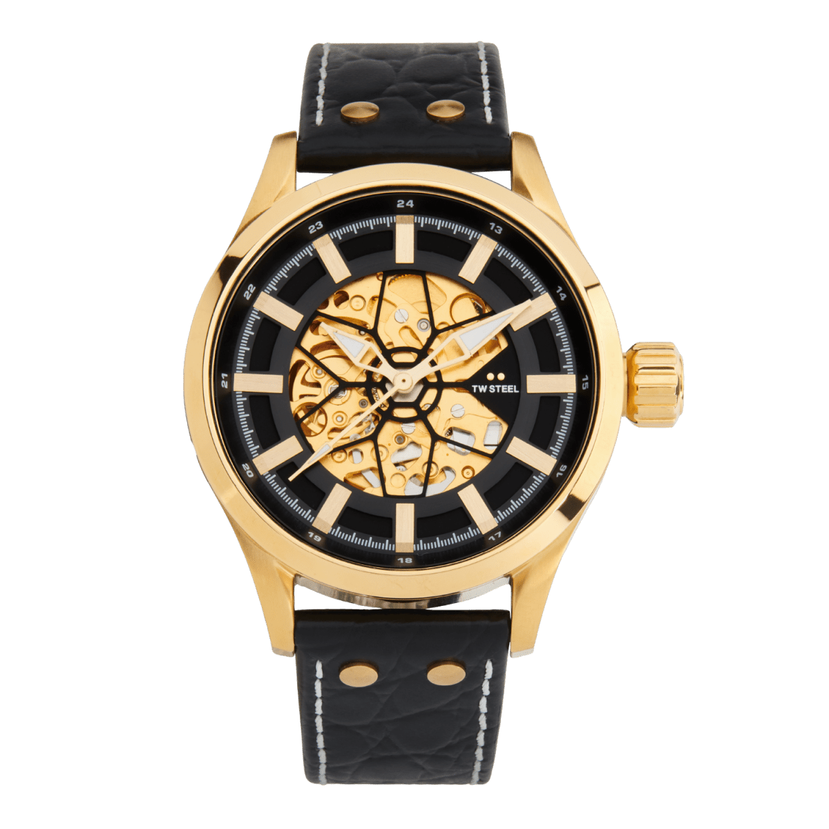 TW Steel Volante Black Dial and Black Leather Strap 45mm Men's Watch | VS131 | TIME Watches
