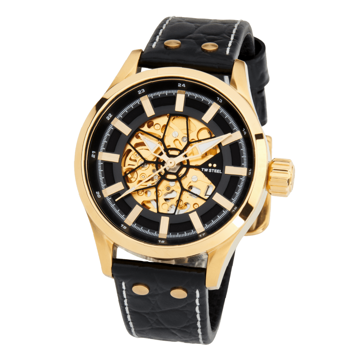 TW Steel Volante Black Dial and Black Leather Strap 45mm Men's Watch | VS131 | TIME Watches