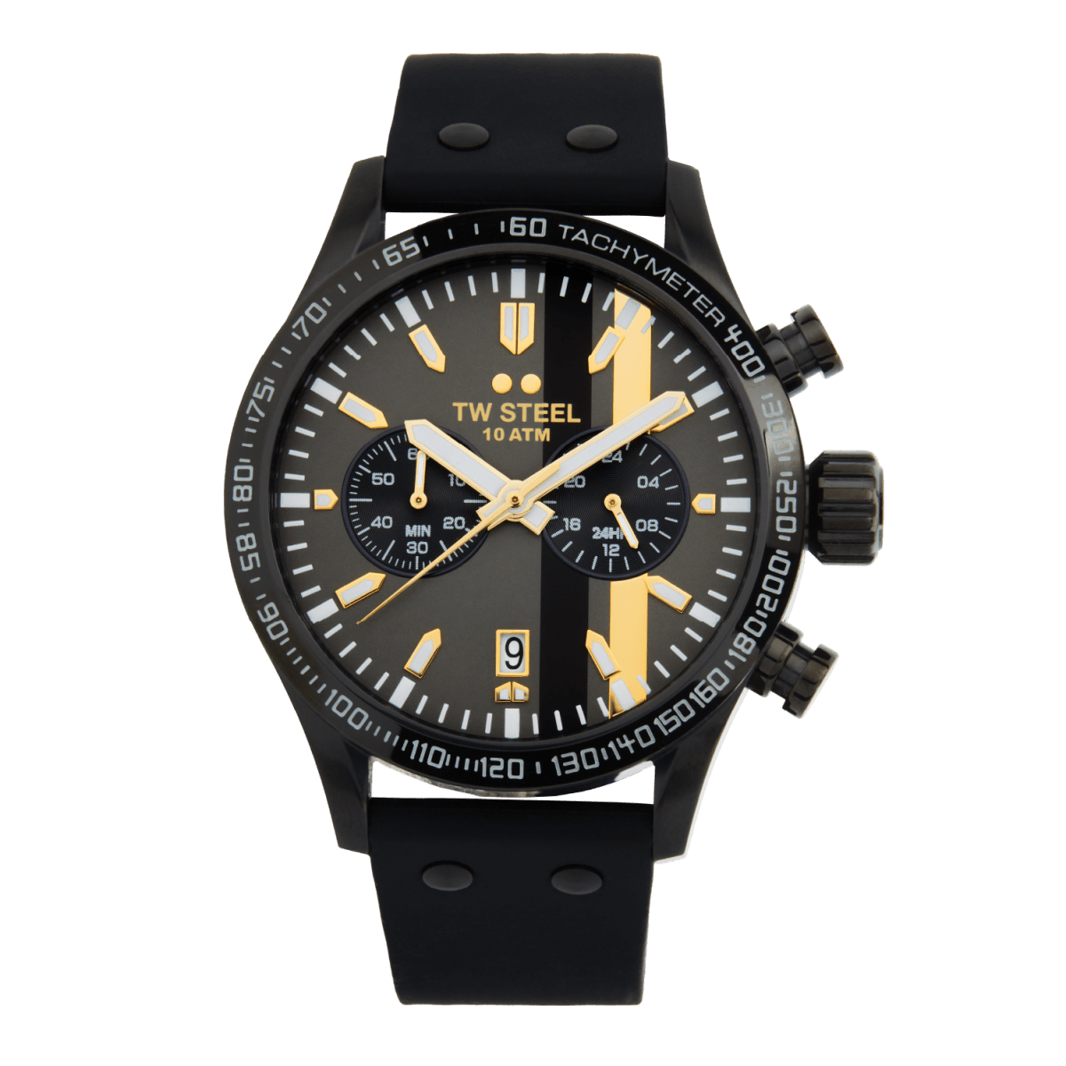 TW Steel Volante Black Dial and Black Rubber Strap 45mm Men's Watch | VS122 | TIME Watches