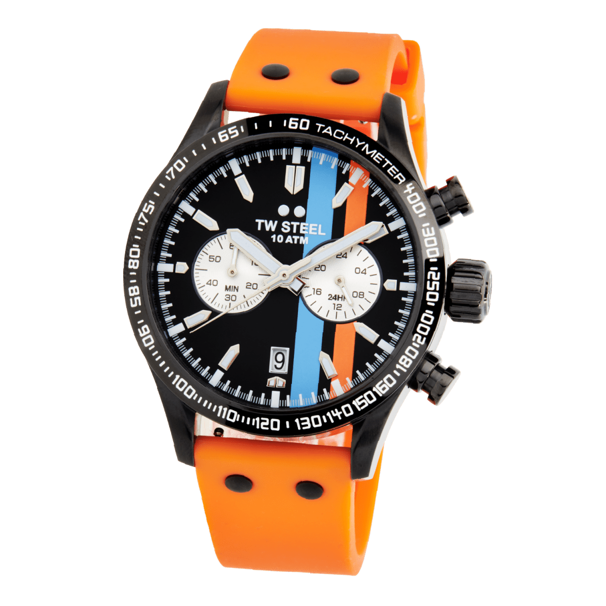 TW Steel Volante Black Dial and Orange Rubber Strap 45mm Men's Watch | VS124 | TIME Watches