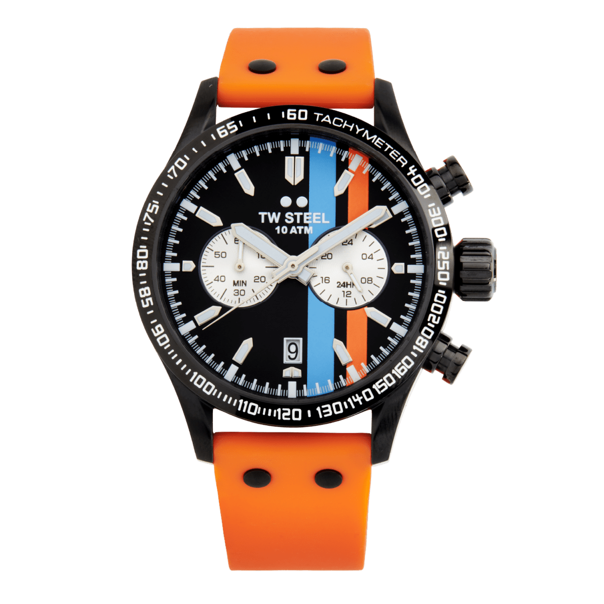 TW Steel Volante Black Dial and Orange Rubber Strap 45mm Men's Watch | VS124 | TIME Watches