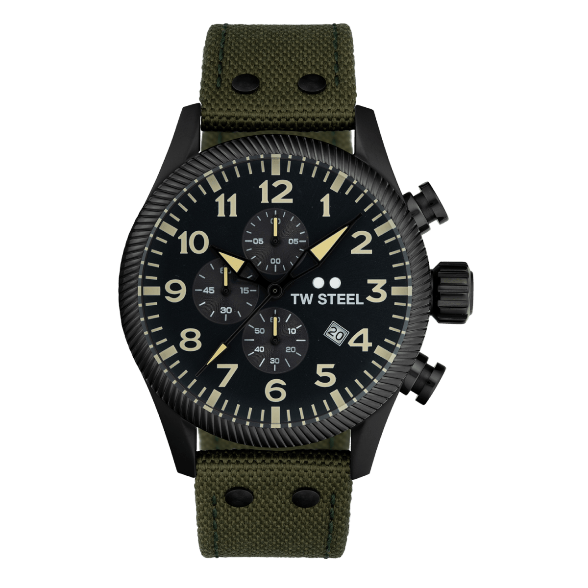 TW Steel Volante Dark Grey Dial and Dark Green Leather Strap 48mm Men's Watch | VS112 | TIME Watches