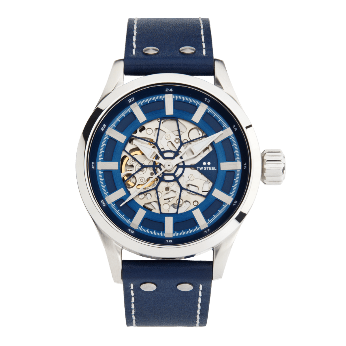 TW Steel Volante Silver Dial and Blue Leather Strap 45mm Men's Watch | VS132 | TIME Watches