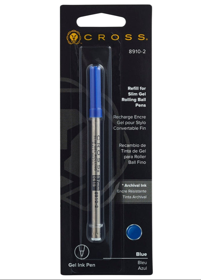 CROSS Slim Gel Rollerball Pen Refill  - Blue - Single Pack | 8910-2