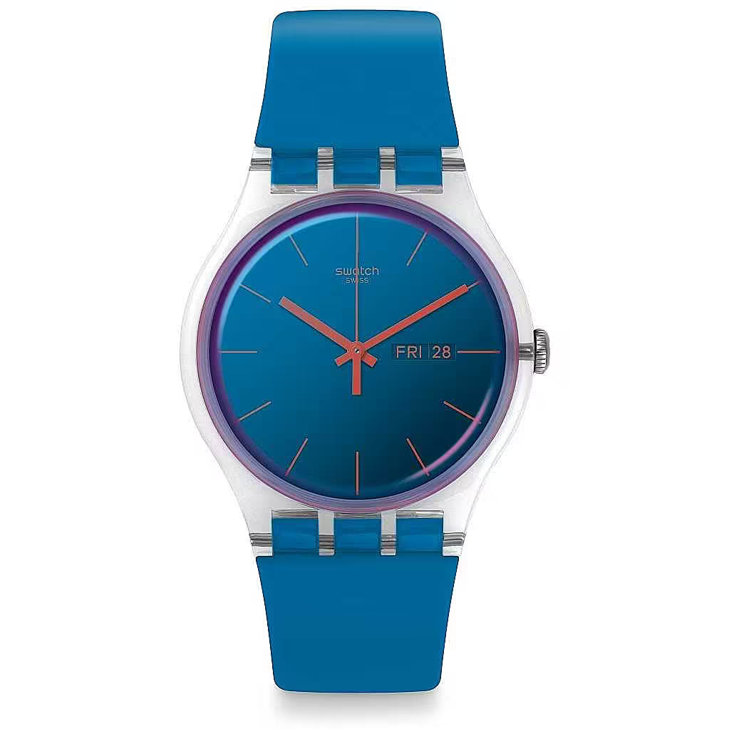 Swatch Polablue Blue Dial Transparent Case Blue Strap Unisex Watch | SO29K702