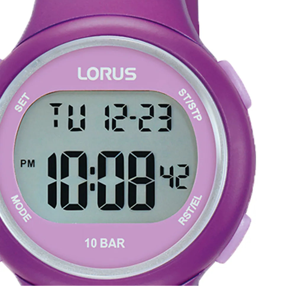 Lorus Purple Digital Dial Purple Strap Unisex Watch | R2339QX9