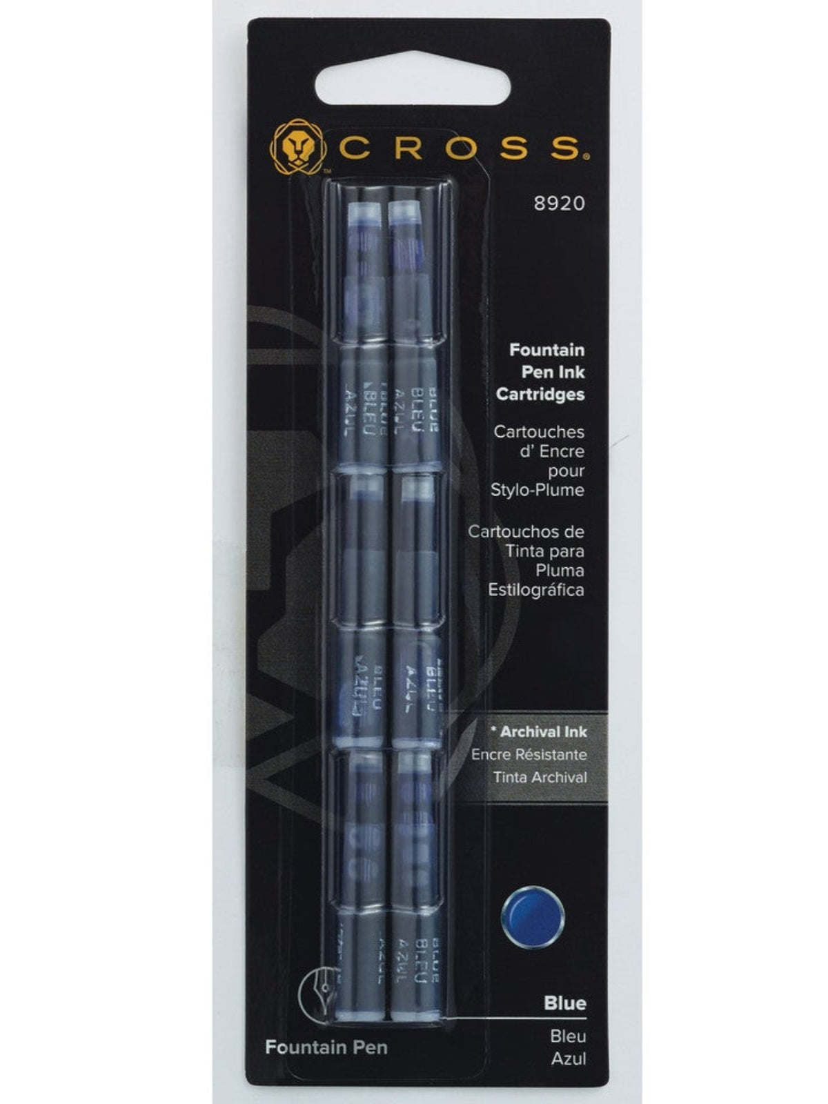 CROSS Fountain Pen Ink Cartridge - Blue (6 per card) | 8920