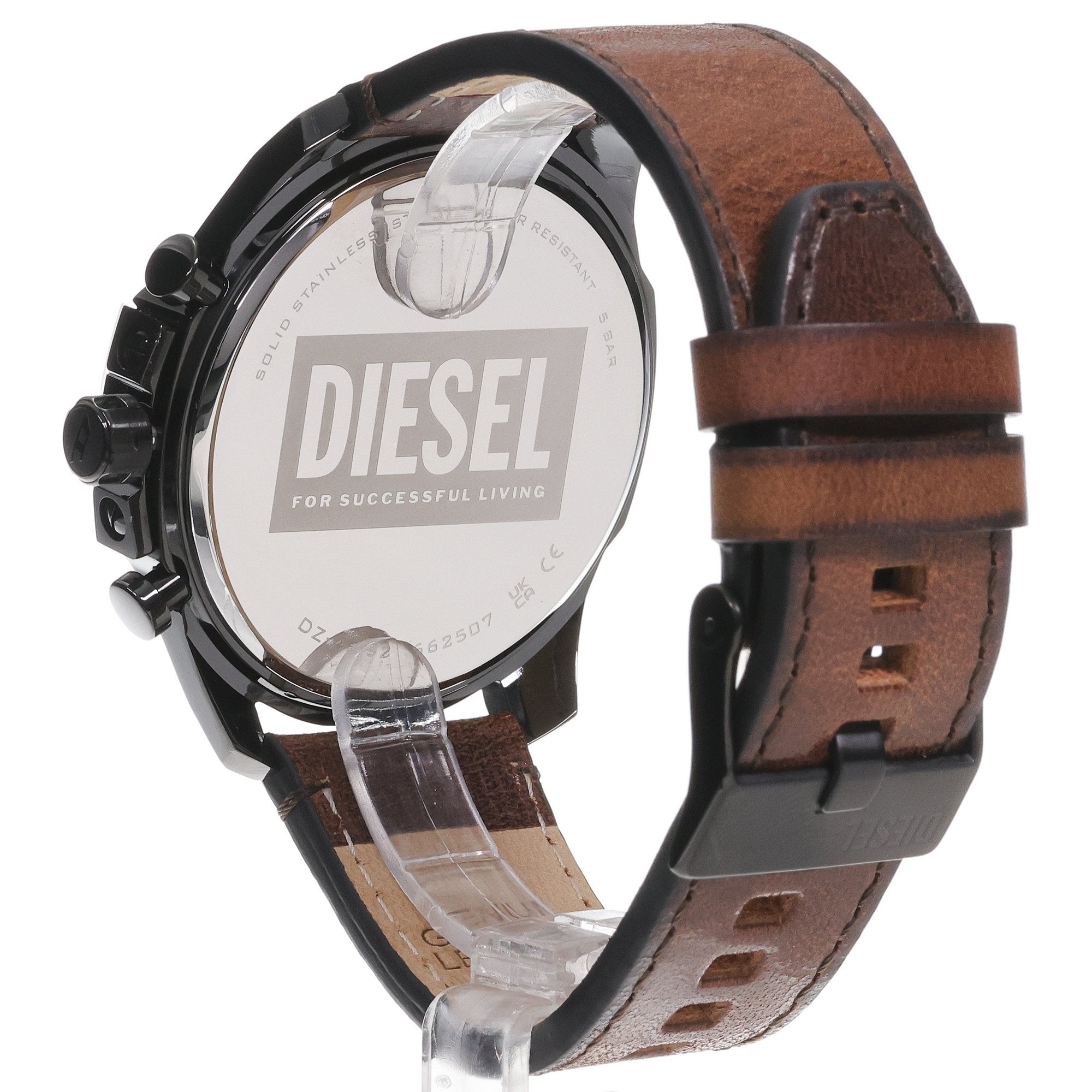 Diesel Mega Chief Black Dial Leather Strap Men's Watch | DZ4692