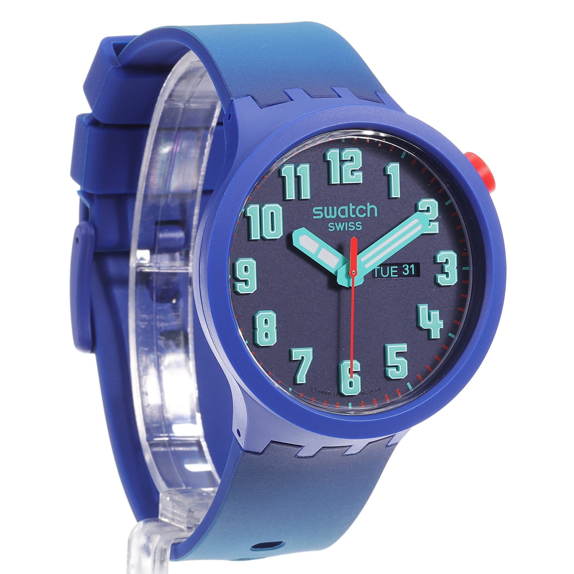 Swatch Essentially Bold with Blue Rubber Strap Unisex Watch | SB01N700