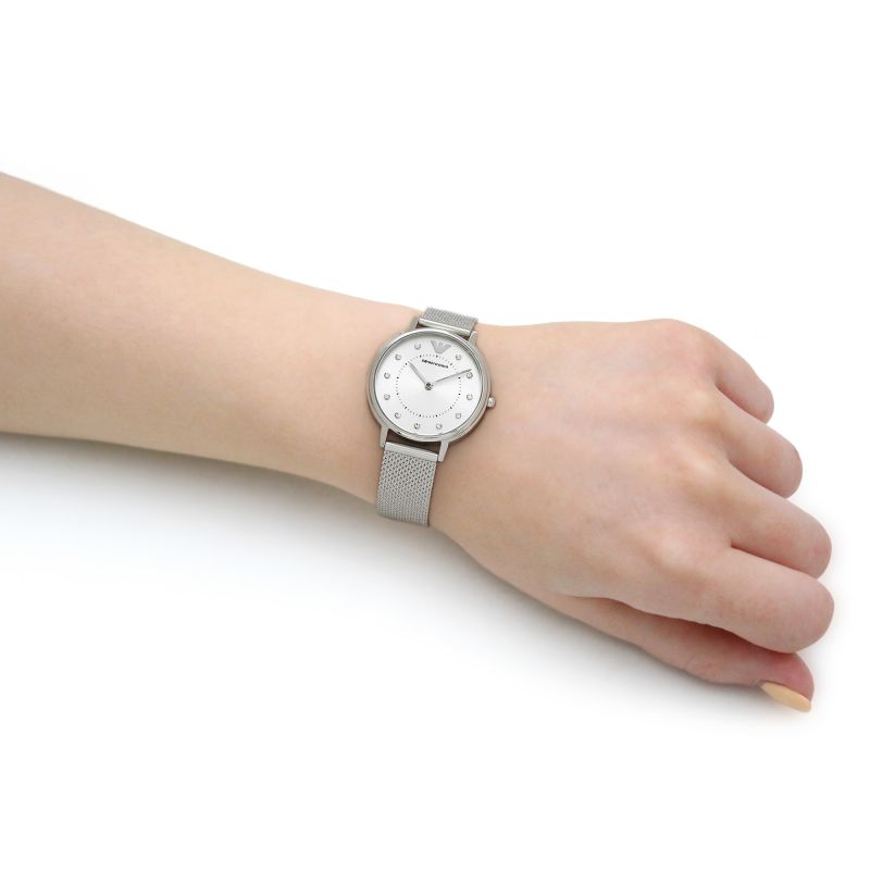 Armani Kappa Silver Round Stainless Steel Women's Watch | AR11128 | Time Watch Specialists