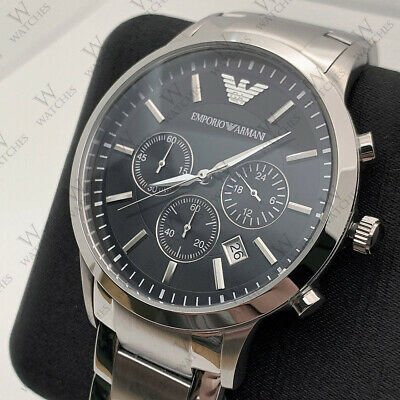 Armani Renato Silver Round Stainless Steel Men's Watch - AR2434 | Time Watch Specialists