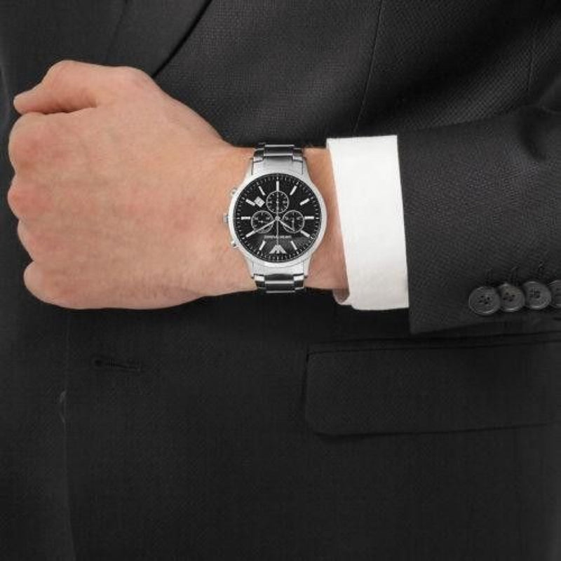 Armani Renato Silver Round Stainless Steel Men's Watch - AR2434 | Time Watch Specialists