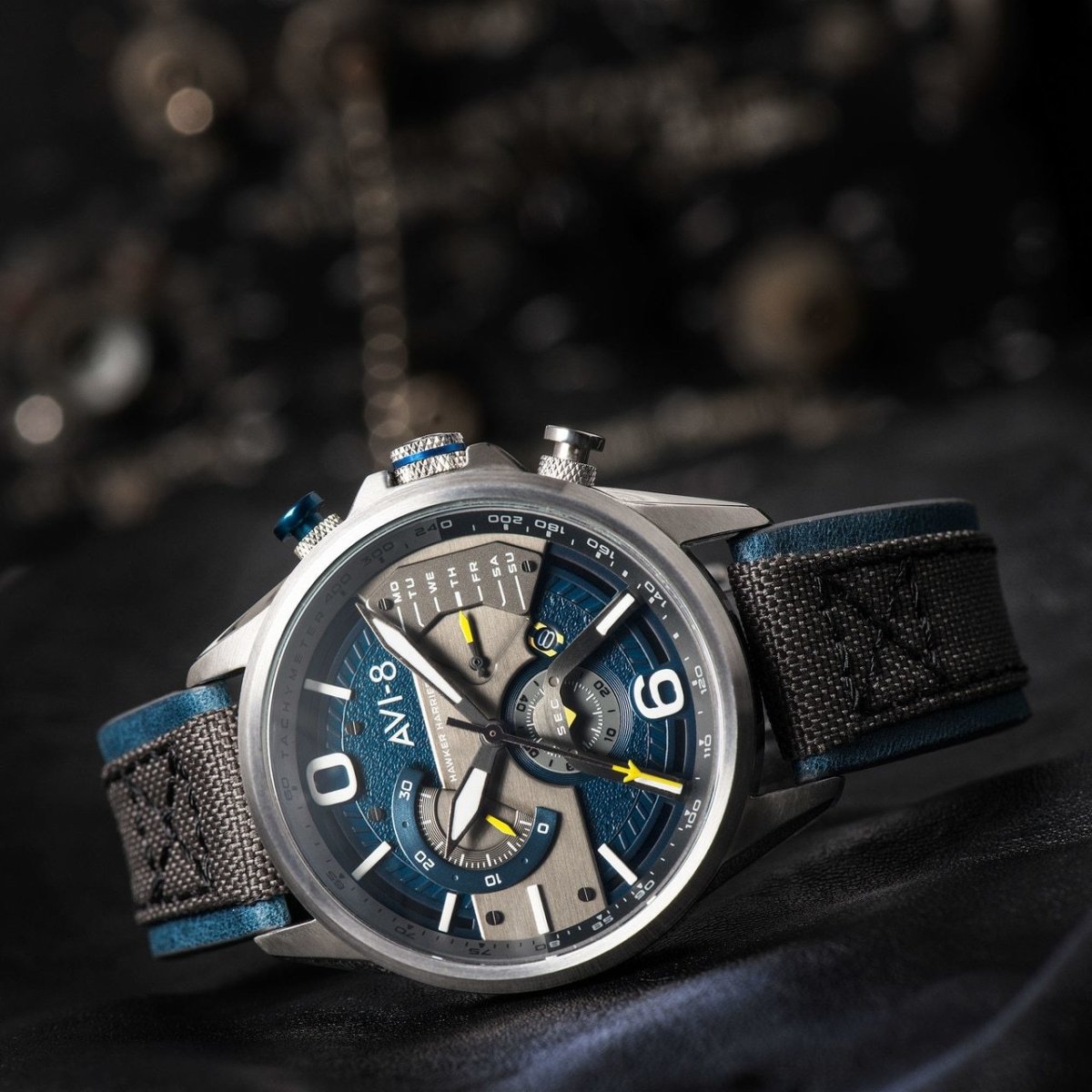 AVI-8 Hawker Harrier II AV-4056-01 Silver Blue | Time Watch Specialists