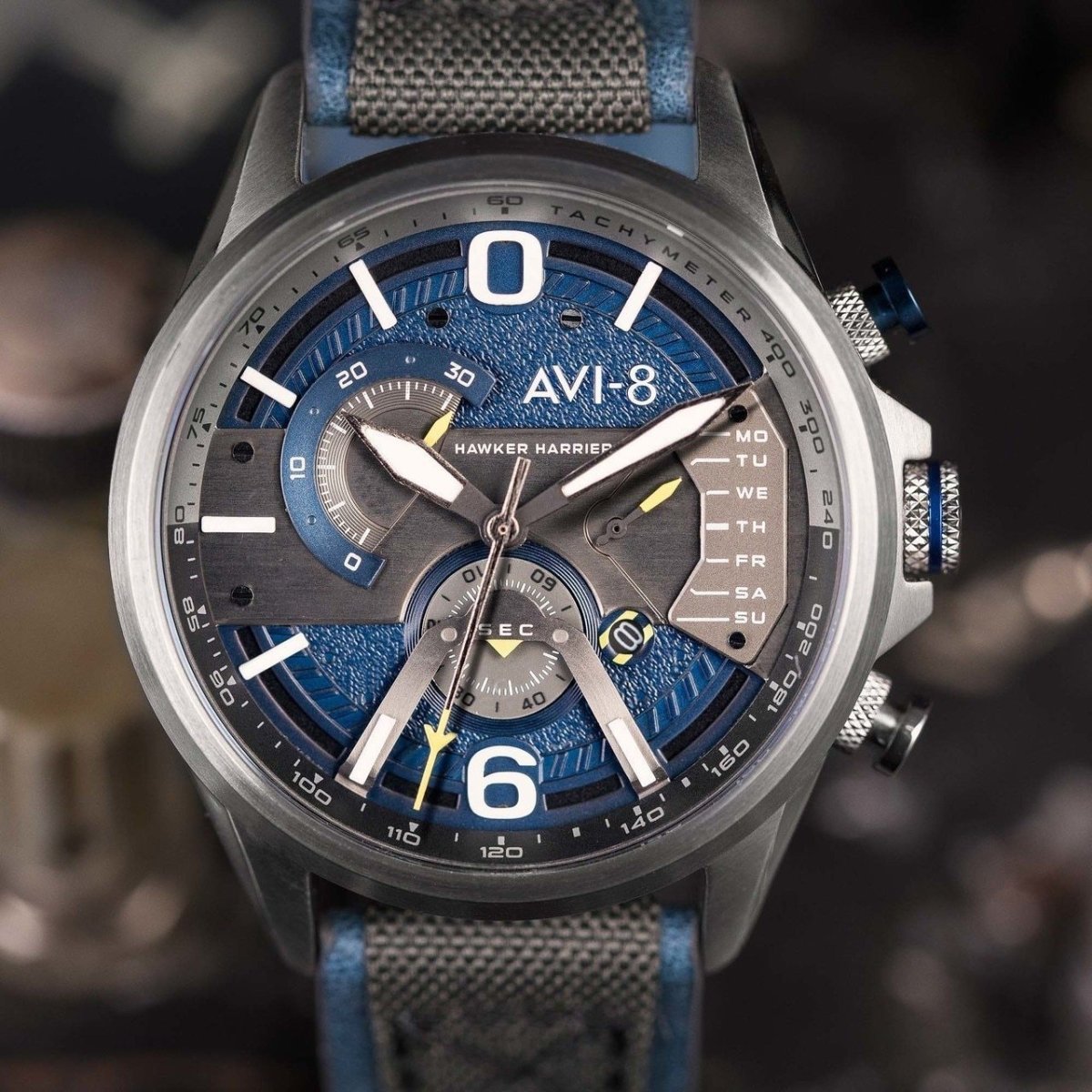 AVI-8 Hawker Harrier II AV-4056-01 Silver Blue | Time Watch Specialists