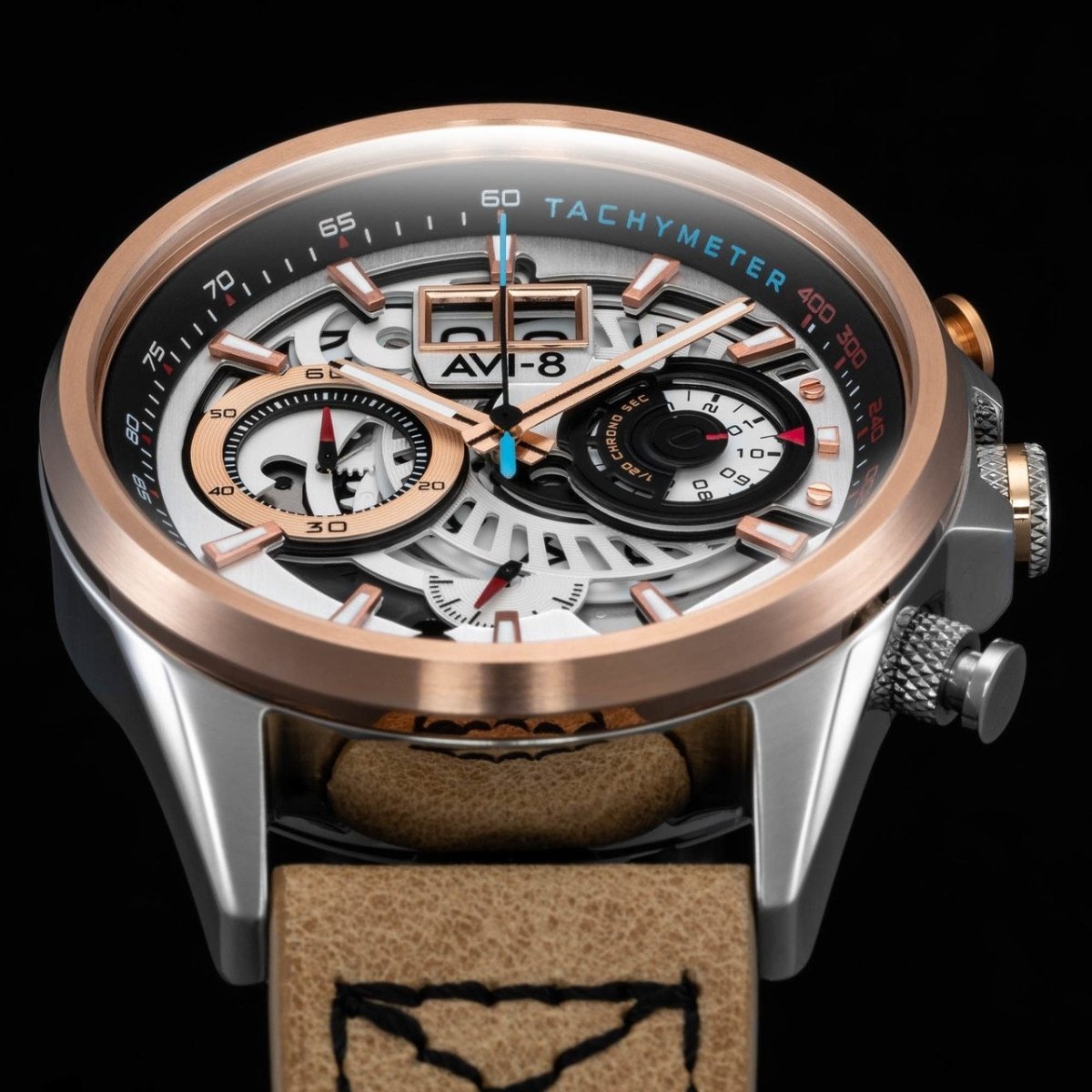 AVI-8 Hawker Harrier II Matador Chronograph Silver Brown | Time Watch Specialists