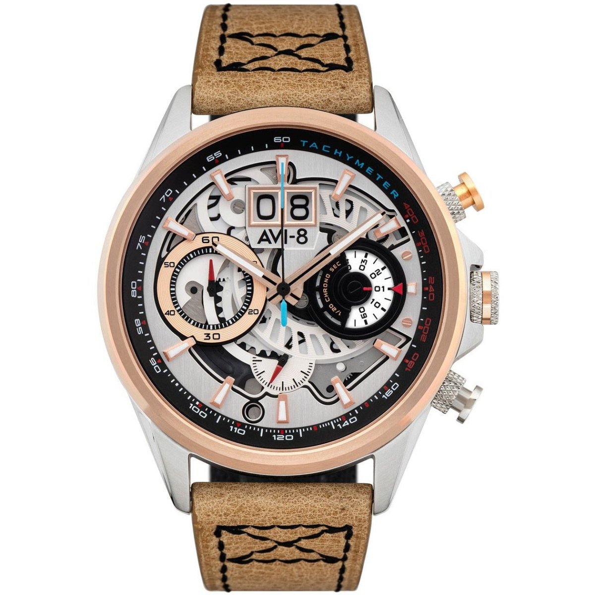AVI-8 Hawker Harrier II Matador Chronograph Silver Brown | Time Watch Specialists