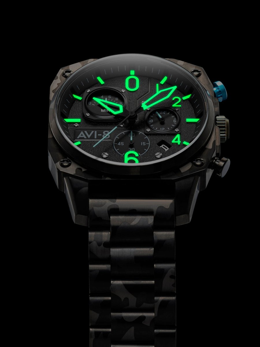 AVI-8 Hawker Hunter Retrograde Chronograph Night Camo Men's Watch | AV-4052-11 | Time Watch Specialists