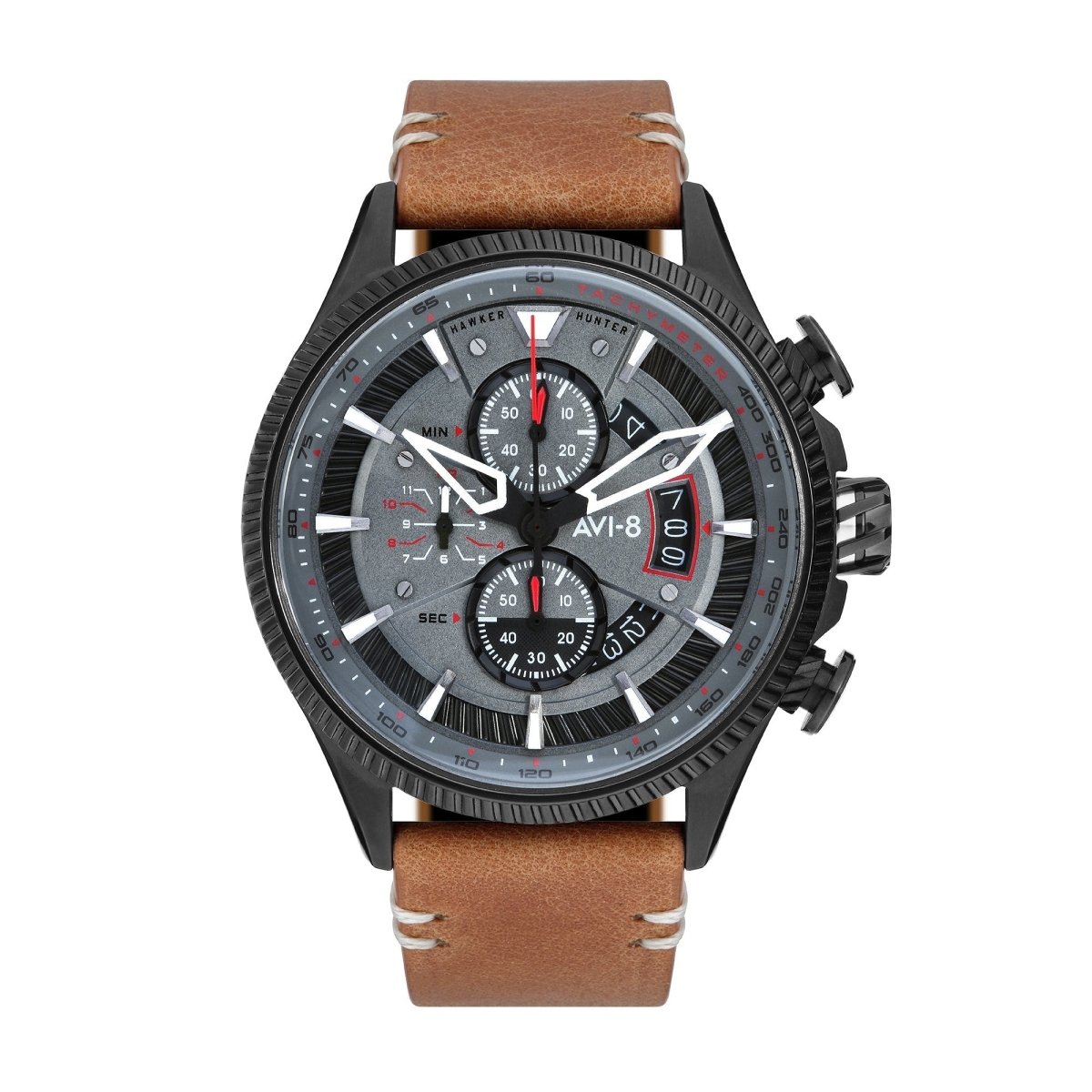 AVI-8 Scarlet Black Brown Hawker Hunter Chronograph Men's Watch | AV-4064-03 | Time Watch Specialists