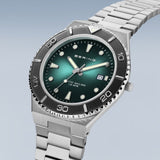 Bering Classic Green Dial Silver Stainless Steel Strap Men Watch | 18940-708 | Time Watch Specialists
