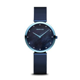 Bering Classic Polished Blue Mesh Bracelet Women's Watch | 18132-398 | Time Watch Specialists