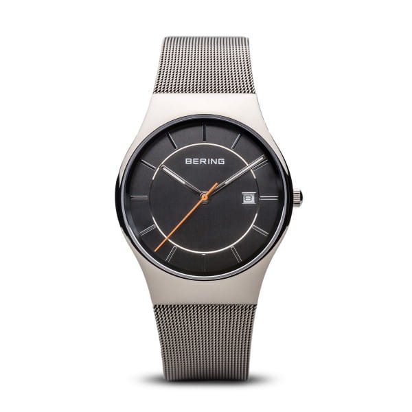 BERING Classic Grey Dial Grey Mesh 38mm Men's Watch | 11938 - 007 | TIME Watches