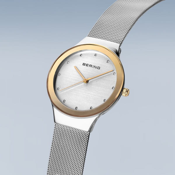BERING Classic Silver Dial Polished Silver Mesh 34mm Women's Watch | 12934 - 010 | TIME Watches
