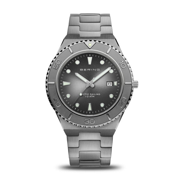 BERING Classic Grey Dial Polished/brushed Grey Stainless Steel Bracelet 40mm Men's Watch | 18940 - 777 | TIME Watches