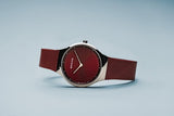 Bering Classic Red Polished Silver Women's Mesh Watch | 12131-303 | Time Watch Specialists