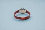 Bering Classic Red Polished Silver Women's Mesh Watch | 12131-303 | Time Watch Specialists