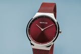 Bering Classic Red Polished Silver Women's Mesh Watch | 12131-303 | Time Watch Specialists