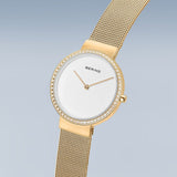 Bering Classic White Dial Gold Stainless Steel Women's Watch | 14531-330 | Time Watch Specialists