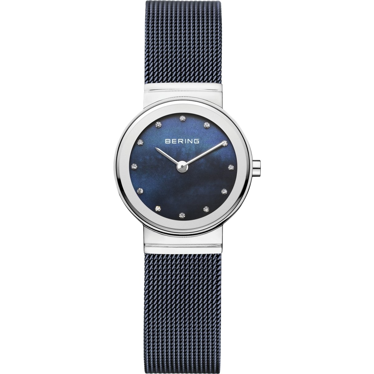 BERING Ladies Steel & Blue Mesh Watch 10126-307 | Time Watch Specialists