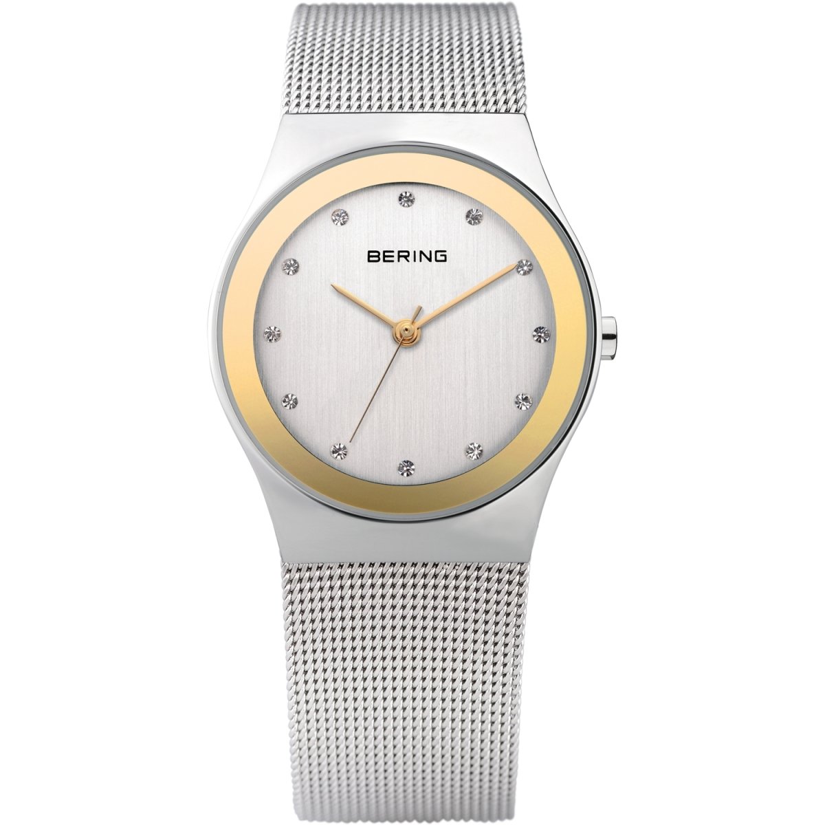 BERING Ladies Steel Gold With Mirror Border Mesh Strap Watch 12927-010 | Time Watch Specialists