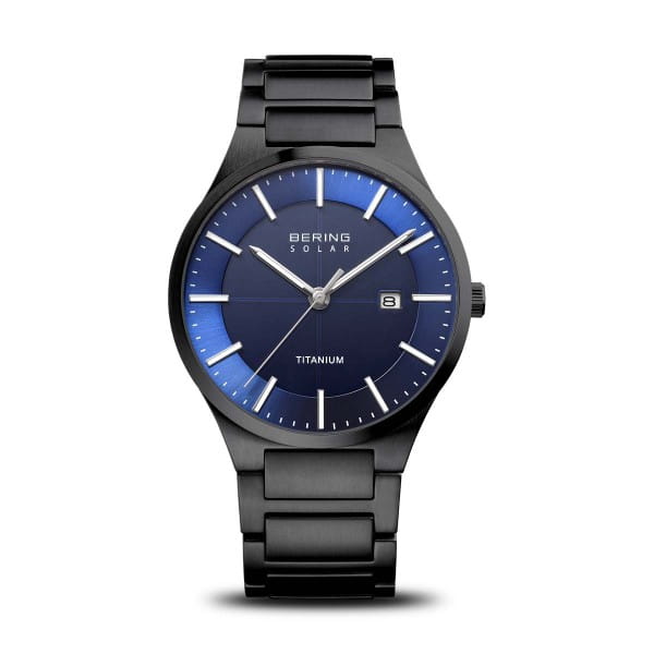 BERING Solar Blue Dial Black Titanium Bracelet 39mm Men's Watch | 15239 - 727 | TIME Watches