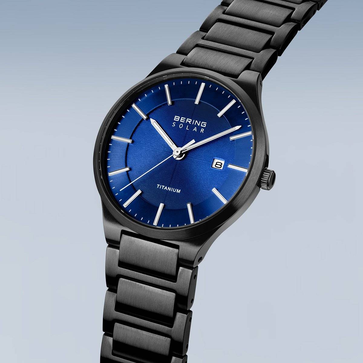 BERING Solar Blue Dial Black Titanium Bracelet 39mm Men's Watch | 15239 - 727 | TIME Watches