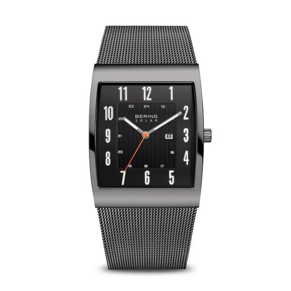 BERING Solar Grey Dial Polished Grey Mesh 33mm Men's Watch | 16433 - 377 | TIME Watches