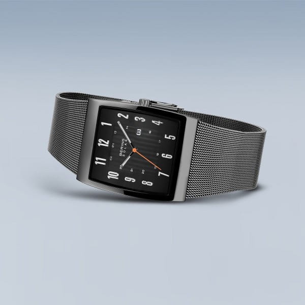 BERING Solar Grey Dial Polished Grey Mesh 33mm Men's Watch | 16433 - 377 | TIME Watches