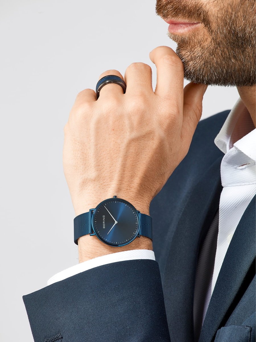 BERING Ultra Slim Polished Blue Unisex Watch - 15739-397 | Time Watch Specialists