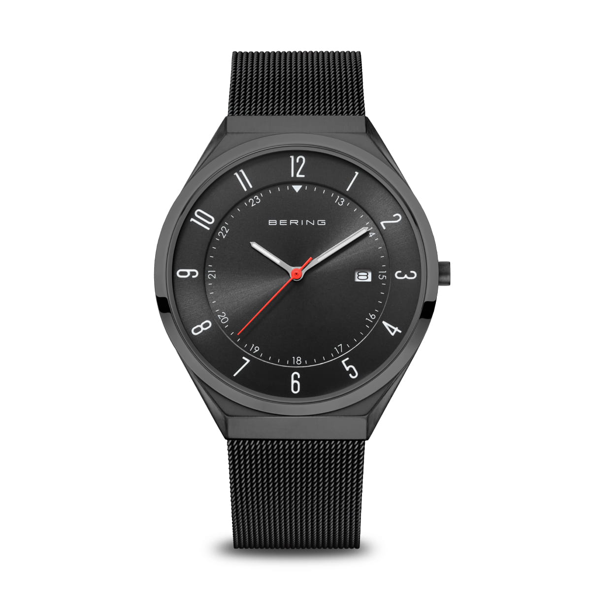 BERING Ultra Slim Black Dial Black Mesh 40mm Men's Watch | 18740 - 222 | TIME Watches