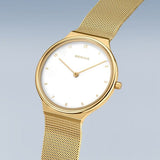 Bering Ultra Slim Polished/brushed Gold Mesh Women's Watch | 18434-334 | Time Watch Specialists