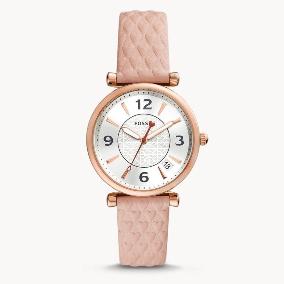 Carlie Three-Hand Date Blush Leather Watch | ES5269 | Time Watch Specialists