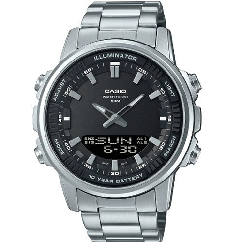 Casio Silver Stainless Steel Digital+Analog Display Men's Watch | AMW - 880D - 1AV | TIME Watches