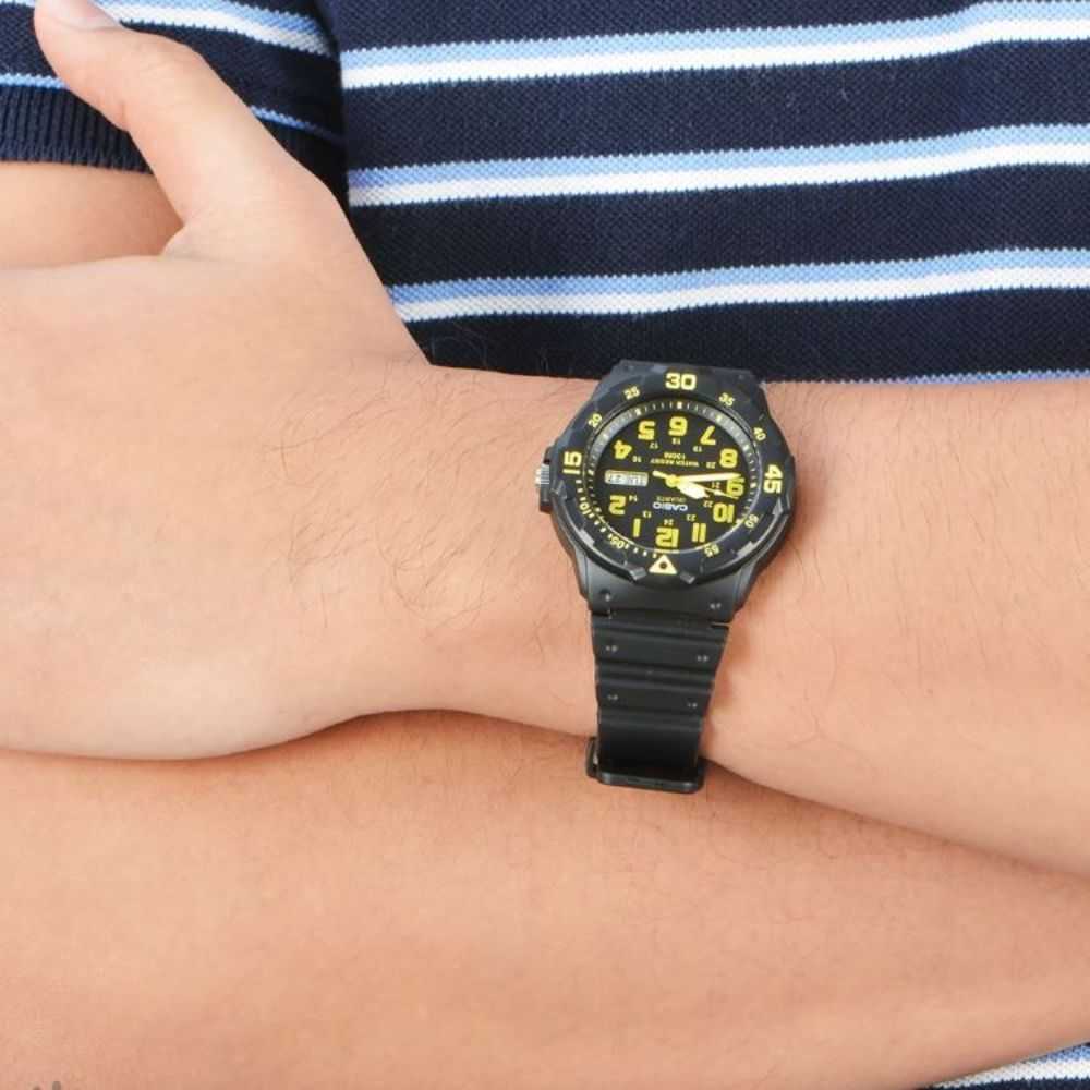 Casio Black and Yellow Youth Resin Unisex Watch | MRW-200H-9BVDF | Time Watch Specialists