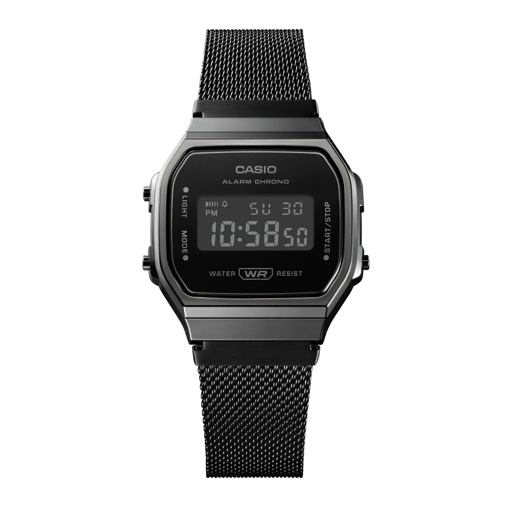 CASIO Classic Black Mesh Strap Unisex Watch | A168WEMB - 1BDF | TIME Watches
