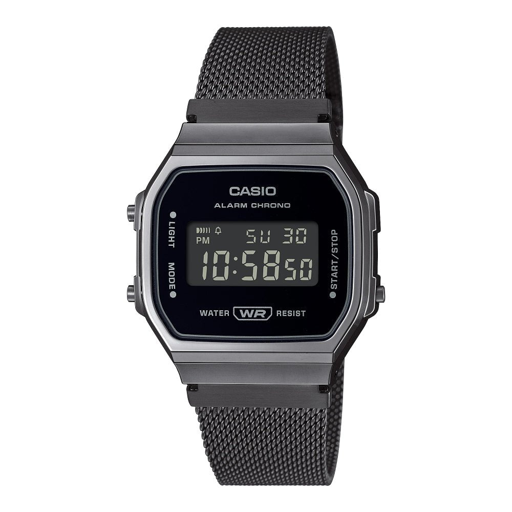 CASIO Classic Black Mesh Strap Unisex Watch | A168WEMB - 1BDF | TIME Watches