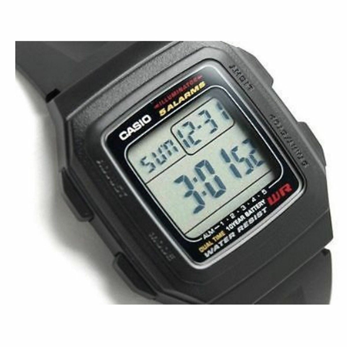 Casio Digital 5 Alarms Dual Time Illuminator Men's Watch | F201WA - 1ADF | TIME Watches