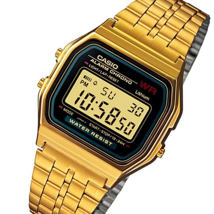 CASIO Digital Vintage Gold Stainless Steel Unisex Watch | A159WGED - 1DF | TIME Watches
