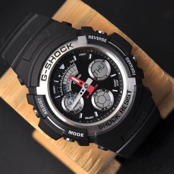 CASIO G-Shock Digital Quartz Black Resin Mens Watch | AW-590-1ADR