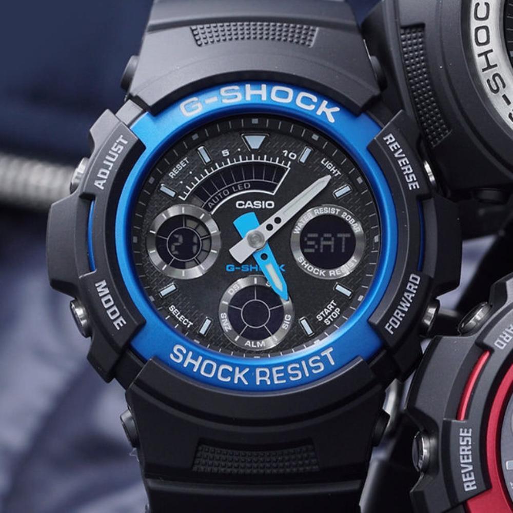 CASIO G-Shock Digital Quartz Black Resin Mens Watch - AW-591-2ADR | Time Watch Specialists